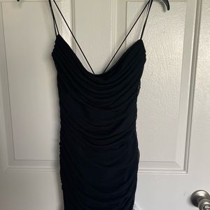 Mesh black runched dress